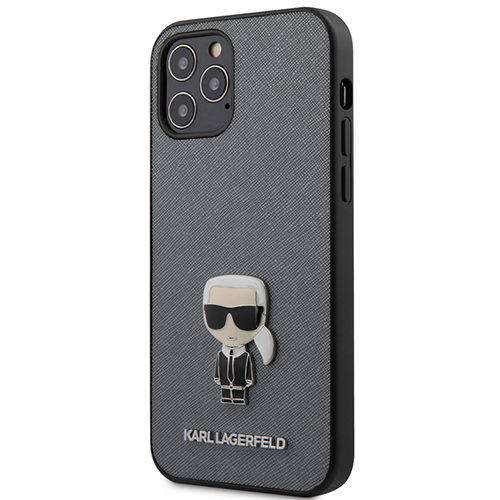 Karl Lagerfeld Saffiano Iconic Cover for iPhone 12/12 Pro Silber