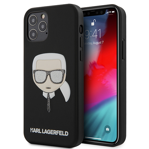Karl Lagerfeld Glitter Head Cover for iPhone 12/12 Pro Schwarz Karl Lagerfeld Glitter Head Cover for iPhone 12/12 Pro Schwarz