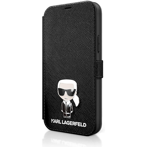 Karl Lagerfeld Saffiano Iconic Book Case for iPhone 12/12 Pro Schwarz Karl Lagerfeld Saffiano Iconic Book Case for iPhone 12/12 Pro Schwarz
