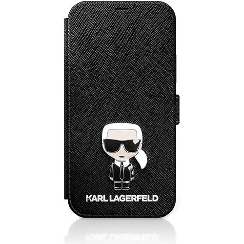 Karl Lagerfeld Saffiano Iconic Book Case for iPhone 12/12 Pro Schwarz Karl Lagerfeld Saffiano Iconic Book Case for iPhone 12/12 Pro Schwarz