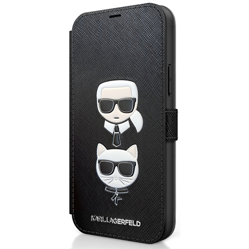 Karl Lagerfeld Saffiano K&C Heads Book Case for iPhone 12 mini Schwarz Karl Lagerfeld Saffiano K&C Heads Book Case for iPhone 12 mini Schwarz