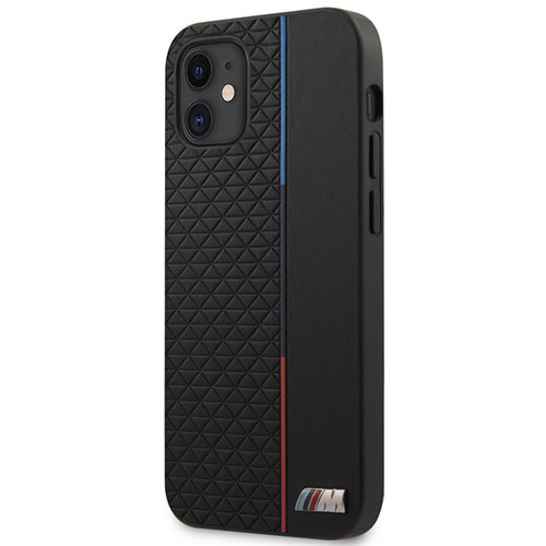 BMW PU Triangles Tricolor Line Cover for iPhone 12 mini Schwarz