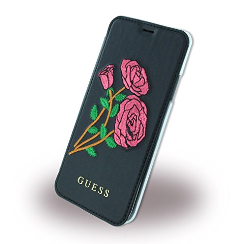 Guess-GUFLBKPXEROBK-Flower-Desire-PU-Leather-Booktype-Case-with-Embroidered-Roses-for-iPhone-X-Black-B077QJY7MB