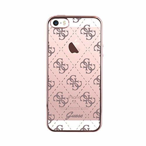 Guess-Halbstarre-Schutzhlle-fr-iPhone55SSeineSE-TransparentRosa-Gold-B01IBKR1UW