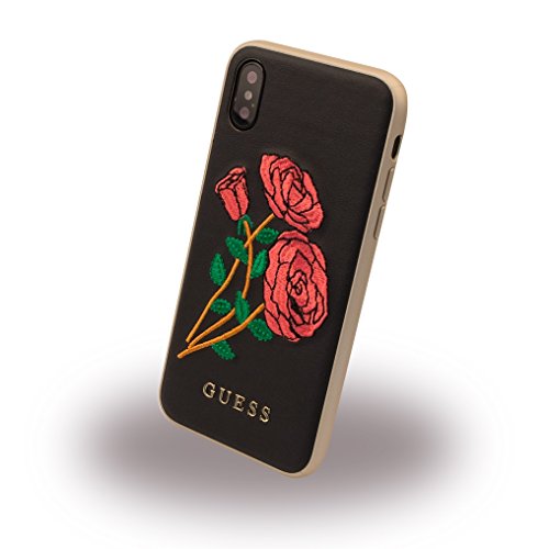 Guess-Handyhlle-Apple-iPhone-X-4G-PU-Flower-Desire-Schwarz-B0777PM23T