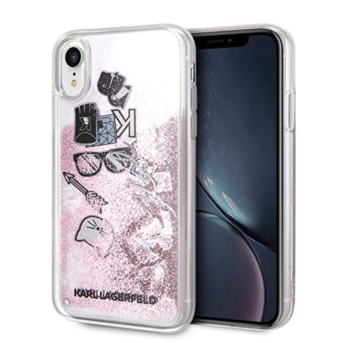 Karl-Liquid-Glitter-Glitter-CASE-Iconic-Patterns-Rose-Gold-iPhone-XR-B07MWB6222